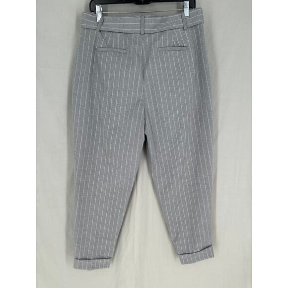 Banana Republic Pants Womens 8 Grey Pinstripes Trouser Pleated Cuffed High Rise - Picture 3 of 11